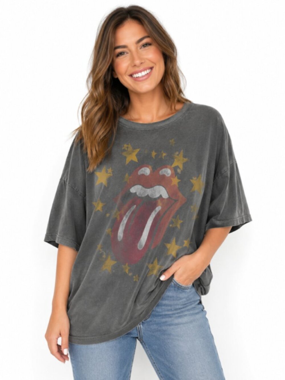 Daydreamer Free People The Rolling Stones Made in USA Oversized Gray